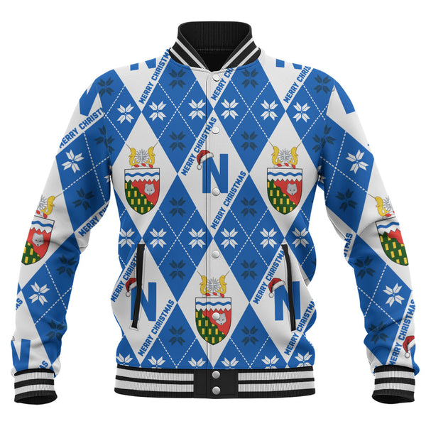 Northwest Territories Baseball Jacket Christmas Argyle Pattern With Royal Crest