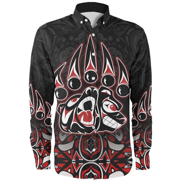Canada Long Sleeve Shirt Spirit Of The Bear Claw Tribal Power