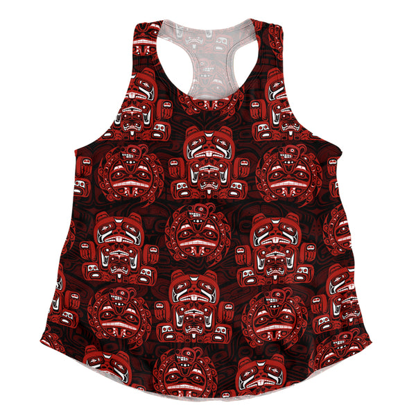 Canada Women Tank Haida Spirit Face Totem Repeat Print