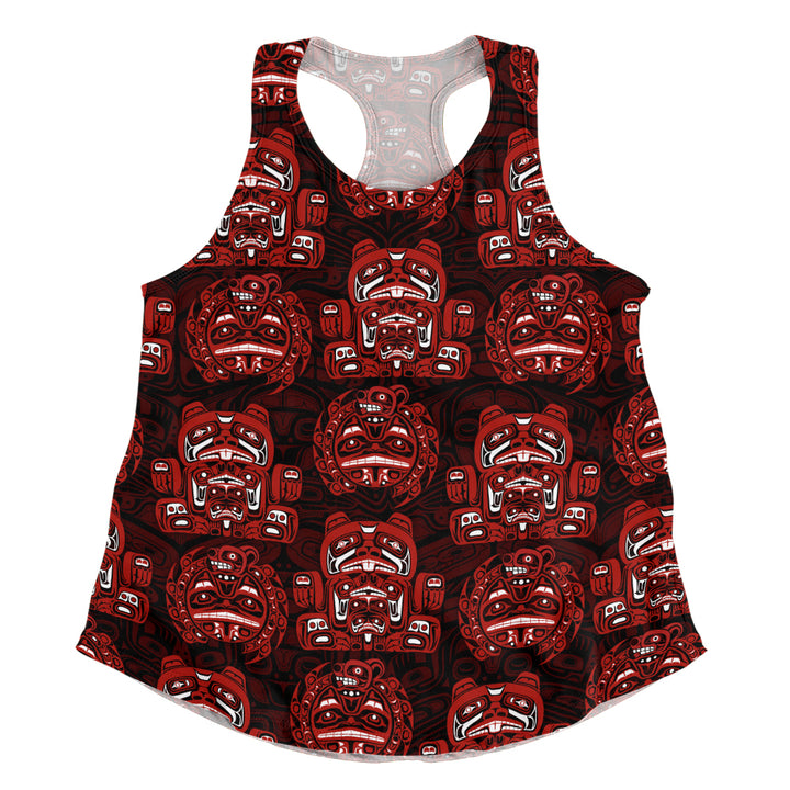 Canada Women Tank Haida Spirit Face Totem Repeat Print