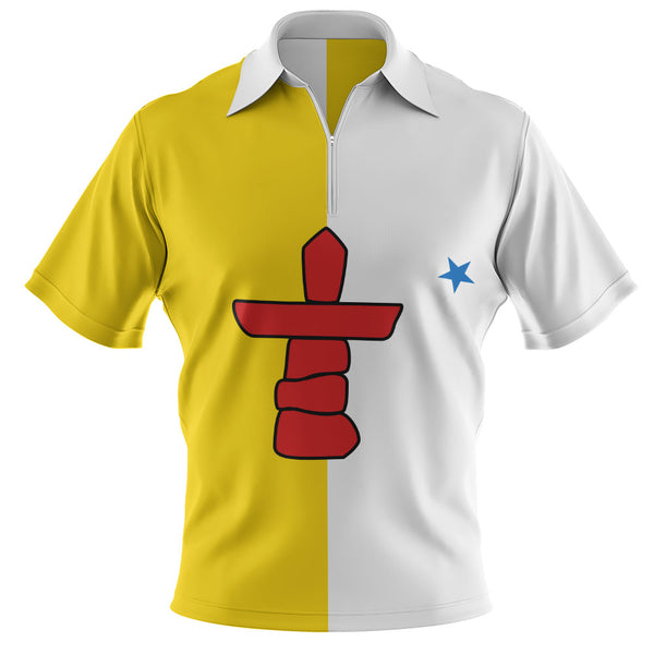 Nunavut Zip Polo Shirt Flag Minimalist Pride Style