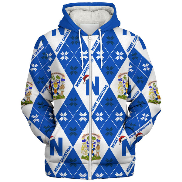 Nova Scotia Sherpa Hoodie Christmas Argyle Pattern With Royal Crest