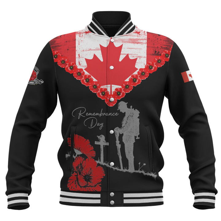 Canada Baseball Jacket Remembrance Day Maple Poppy Honor