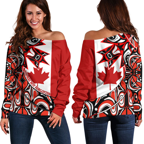 Canada Off Shoulder Sweatshirt Maple Remembrance Indigenous Pride