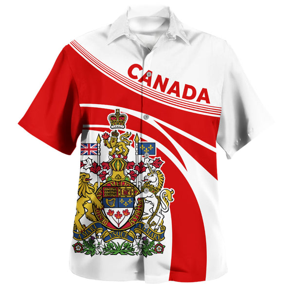 Canada Bowling Shirt Canada Coat Of Arms Glory Royal Design