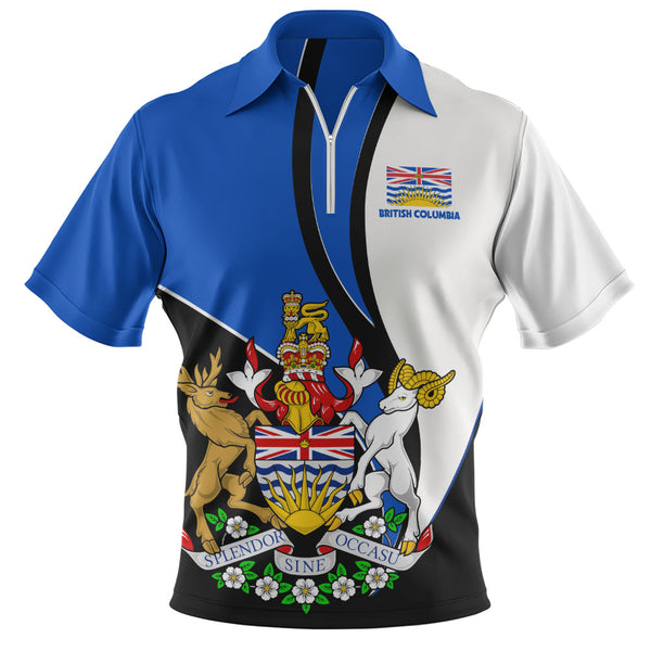 British Columbia Zip Polo Shirt Heritage Pride Of The North