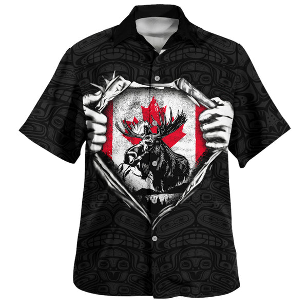 Canada Bowling Shirt Haida Maple Flag Moose Legacy