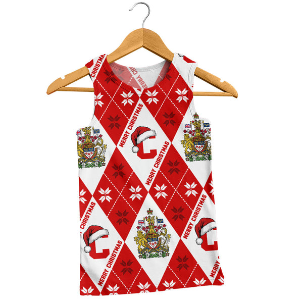 Canada Tank Top Christmas Argyle Pattern With Royal Crest