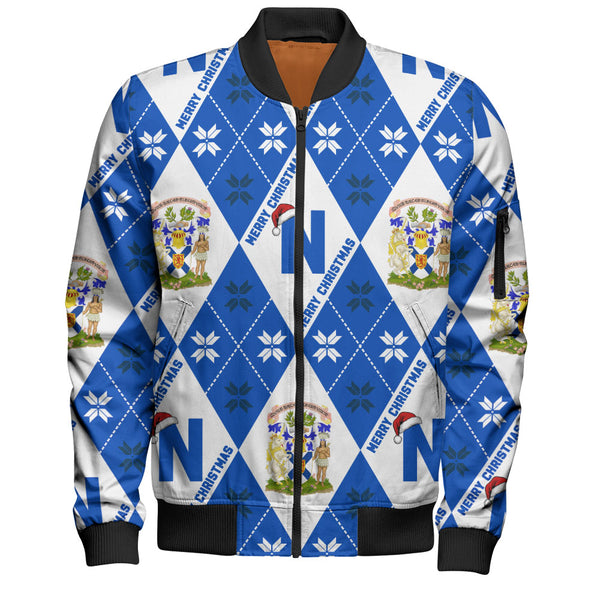 Nova Scotia Bomber Jacket Christmas Argyle Pattern With Royal Crest