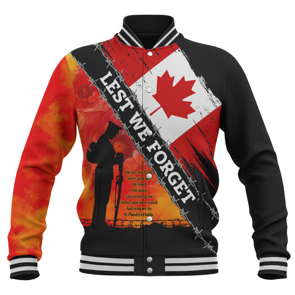 Canada Baseball Jacket Lest We Forget Canada Remembrance Day Poppy Pride