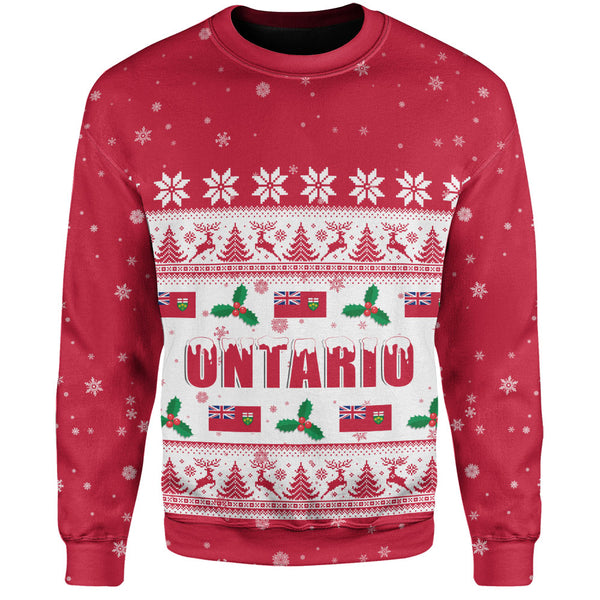 Ontario Sweatshirt Christmas Knit Style Snowflake Reindeer