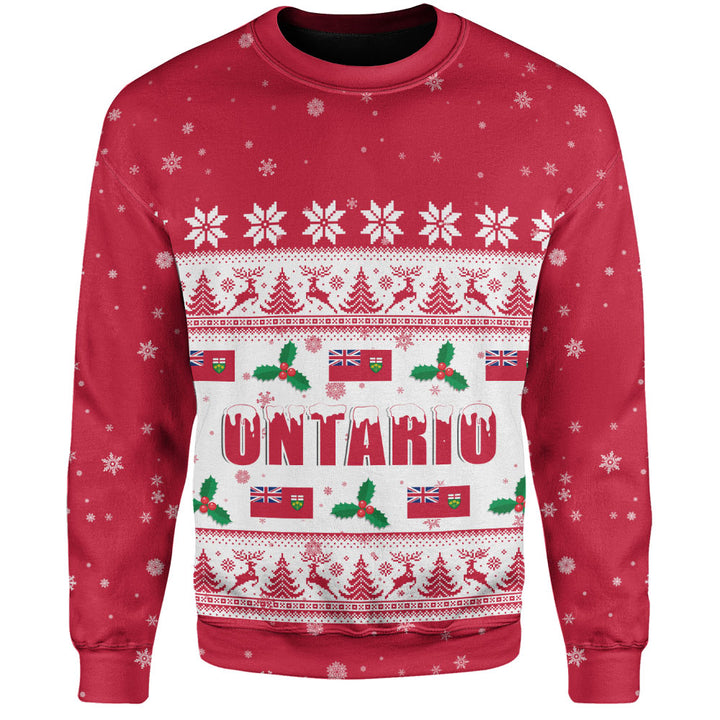 Ontario Sweatshirt Christmas Knit Style Snowflake Reindeer