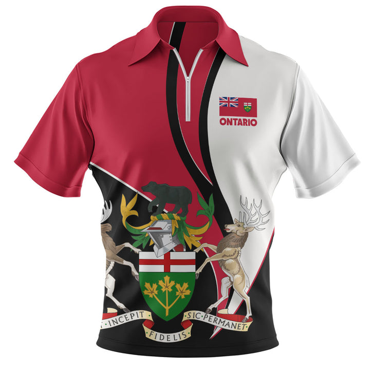 Ontario Zip Polo Shirt Heritage Pride Of The North