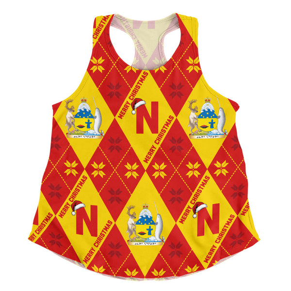 Nunavut Women Tank Christmas Argyle Pattern With Royal Crest