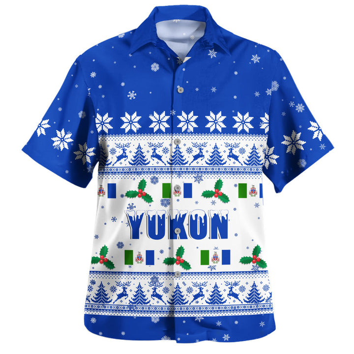 Yukon Bowling Shirt Christmas Knit Style Snowflake Reindeer