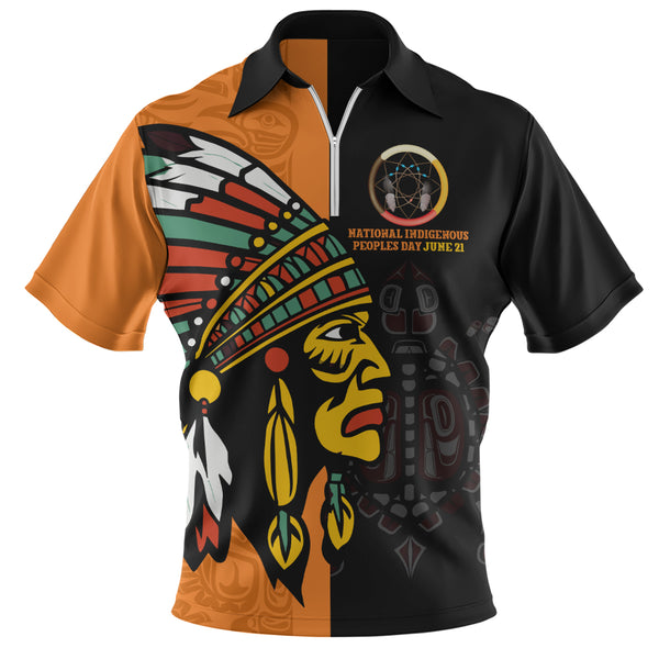 Canada Zip Polo Shirt Indigenous Honor June 21 Edition