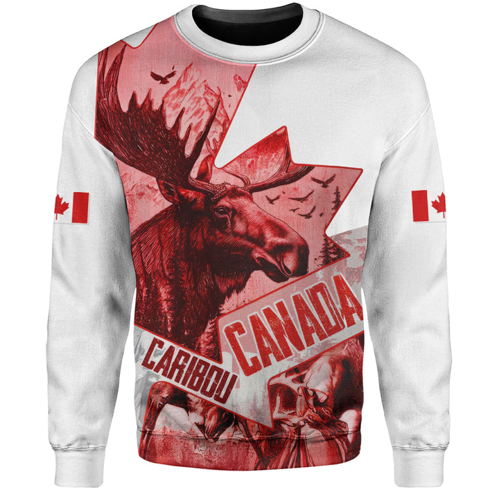 Canada Sweatshirt The Red Wild Caribou Heritage