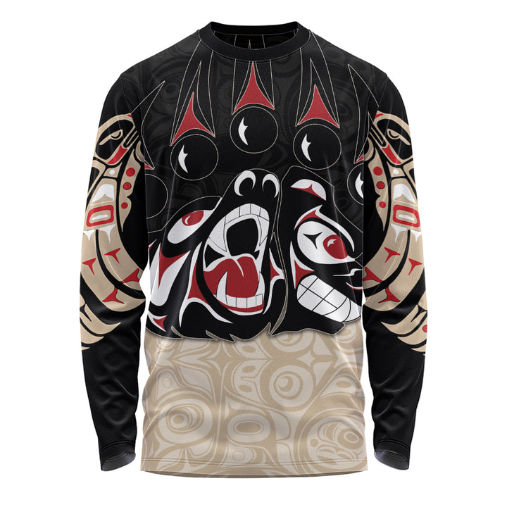 Canada Long Sleeve T-Shirt Haida Strength Roaring Ancestral Energy