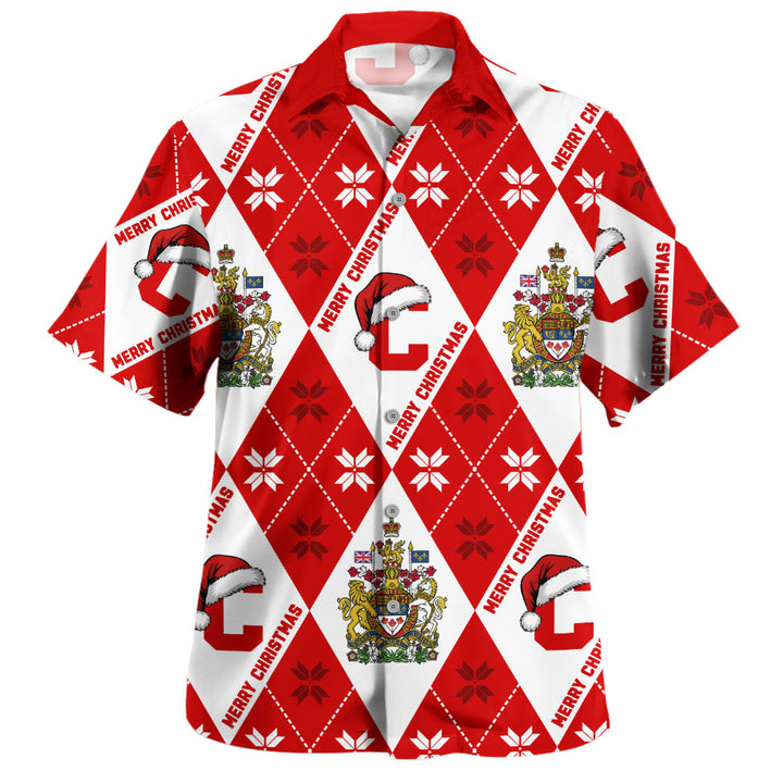 Canada Bowling Shirt Christmas Argyle Pattern With Royal Crest
