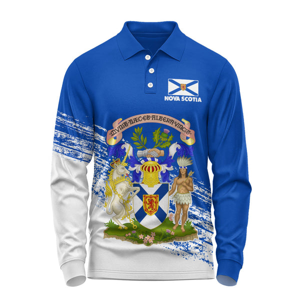 Nova Scotia Long Sleeve Polo Shirt Pride Of The Provinces