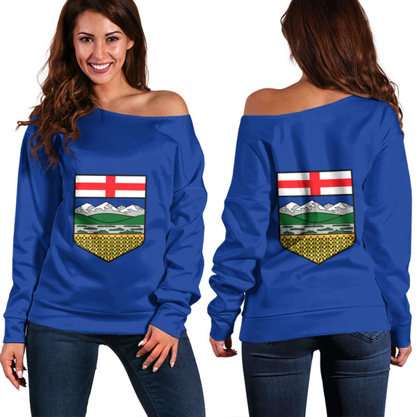 Alberta Off Shoulder Sweatshirt Flag Minimalist Pride Style