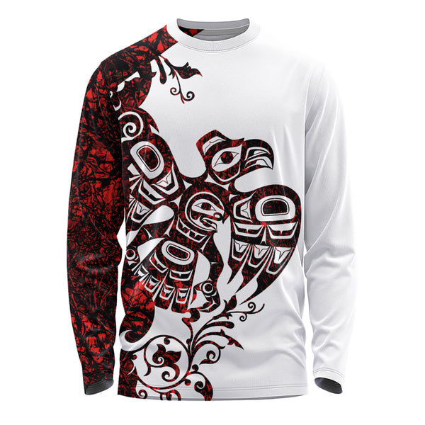 Canada Long Sleeve T-Shirt Red Sky Flight Haida Edition