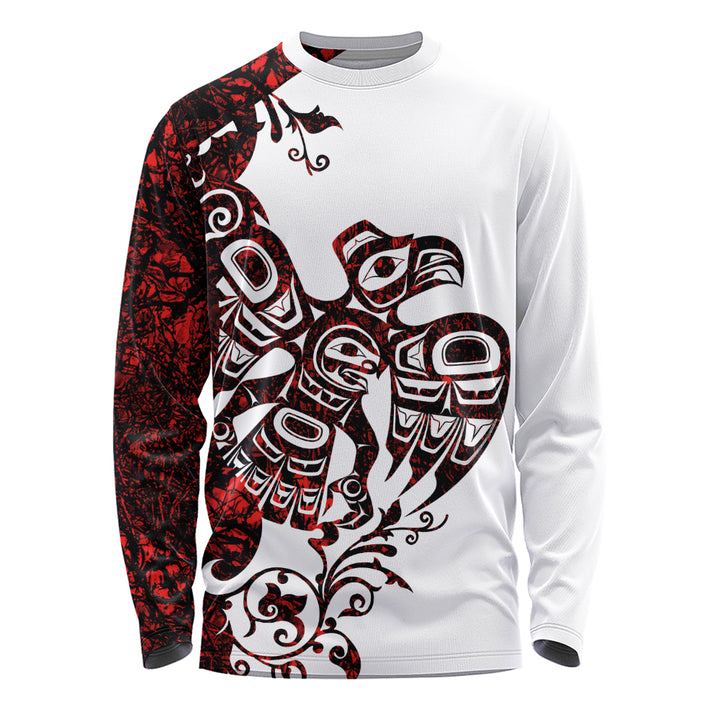 Canada Long Sleeve T-Shirt Red Sky Flight Haida Edition