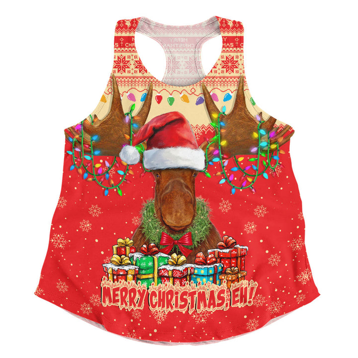 Canada Women Tank Xmas Moose Lights Celebration