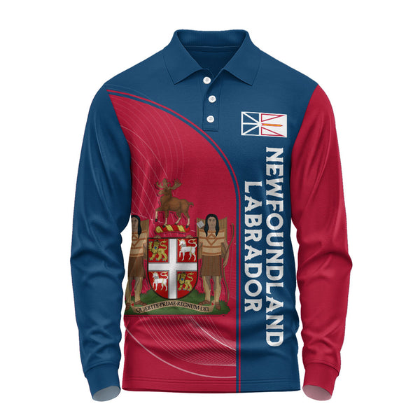 Newfoundland & Labrador Long Sleeve Polo Shirt Proud Provincial Heritage
