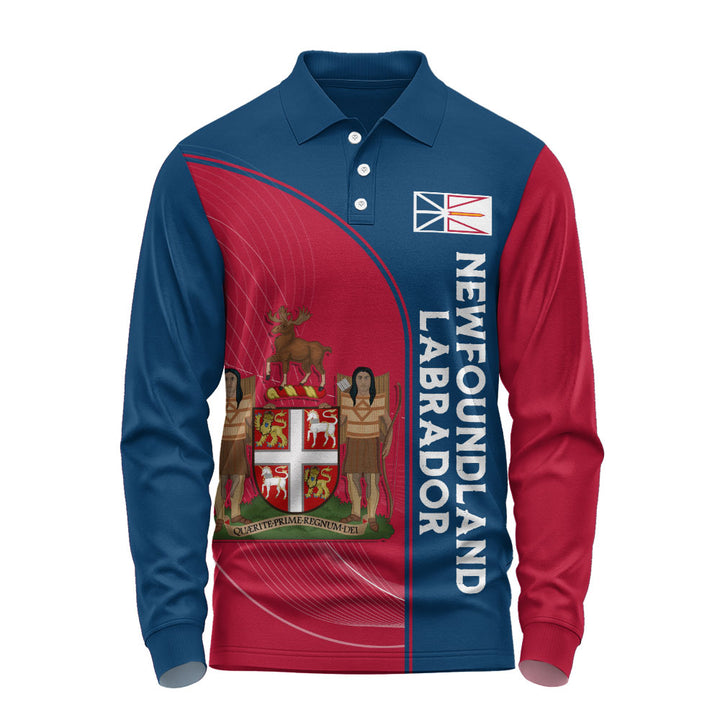 Newfoundland & Labrador Long Sleeve Polo Shirt Proud Provincial Heritage