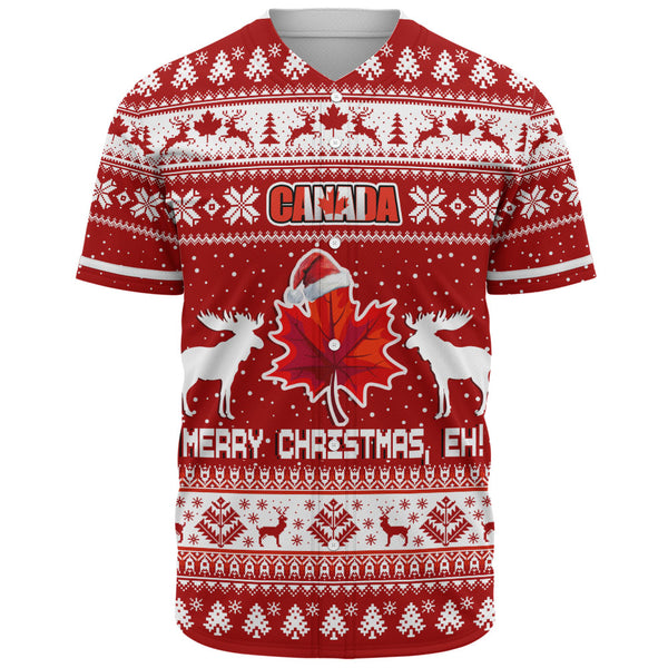 Canada Baseball Shirt Maple Leaf Merry Christmas Eh