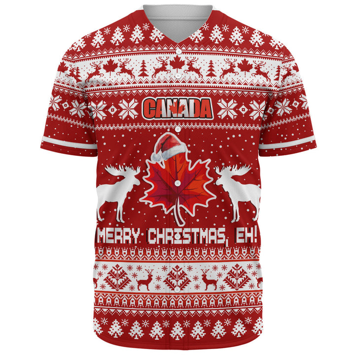 Canada Baseball Shirt Maple Leaf Merry Christmas Eh
