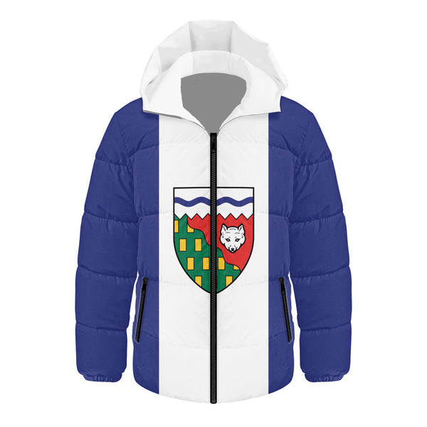 Northwest Territories Hooded Padded Jacket Flag Minimalist Pride Style