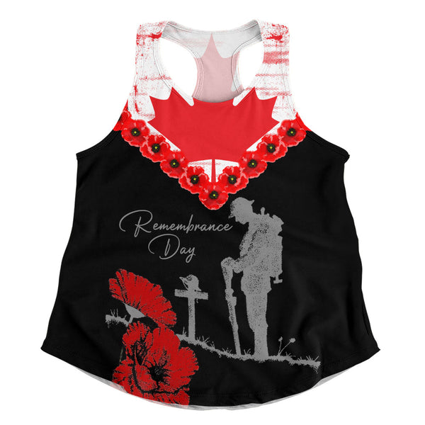 Canada Women Tank Remembrance Day Maple Poppy Honor