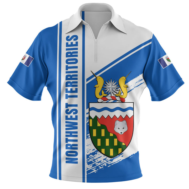 Northwest Territories Zip Polo Shirt Heritage Strength Crest