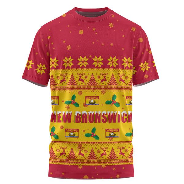 New Brunswick T-Shirt Christmas Knit Style Snowflake Reindeer