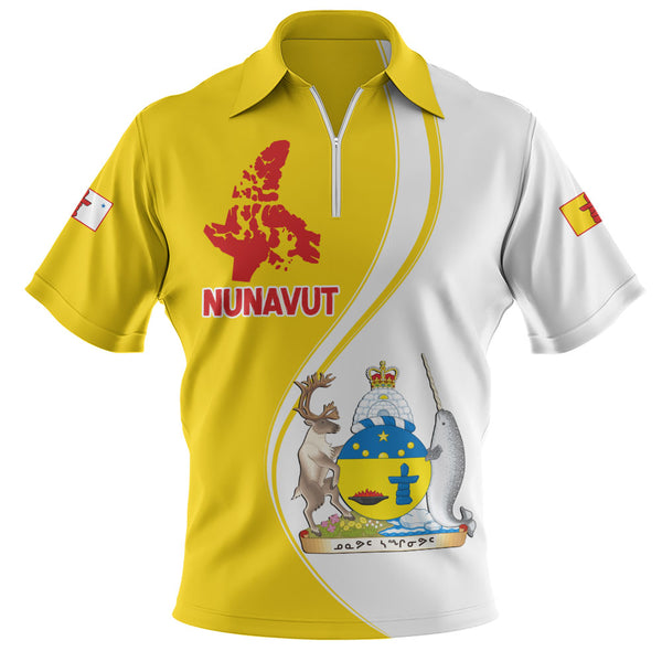 Nunavut Zip Polo Shirt Canada Territories Pride