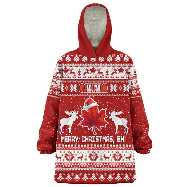 Canada Snug Hoodie Maple Leaf Merry Christmas Eh
