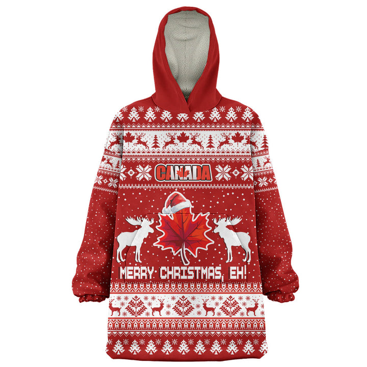 Canada Snug Hoodie Maple Leaf Merry Christmas Eh
