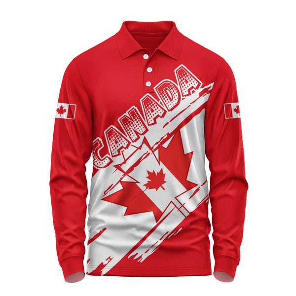 Canada Long Sleeve Polo Shirt Canada Pride Diagonal