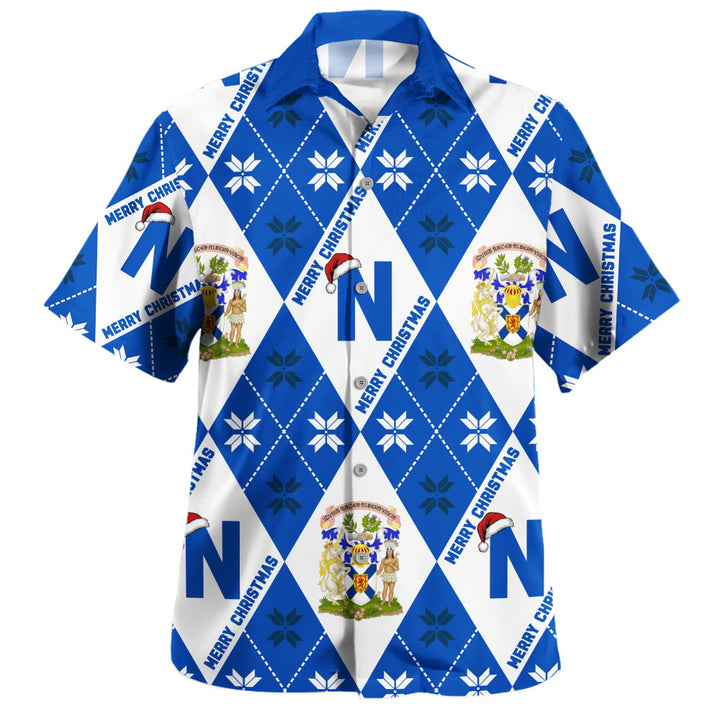 Nova Scotia Bowling Shirt Christmas Argyle Pattern With Royal Crest
