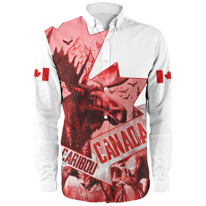 Canada Long Sleeve Shirt The Red Wild Caribou Heritage