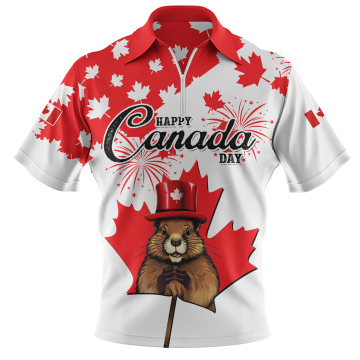 Canada Zip Polo Shirt Beaver Bash Canada Day Special