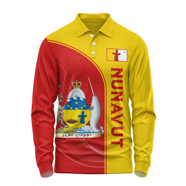 Nunavut Long Sleeve Polo Shirt Proud Provincial Heritage