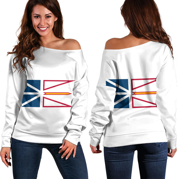 Newfoundland & Labrador Off Shoulder Sweatshirt Flag Minimalist Pride Style