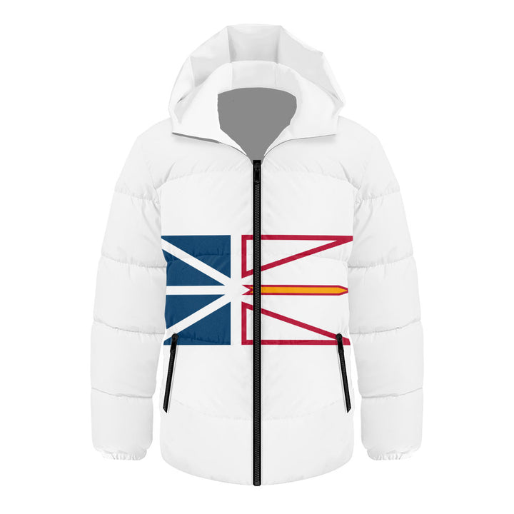 Newfoundland & Labrador Hooded Padded Jacket Flag Minimalist Pride Style
