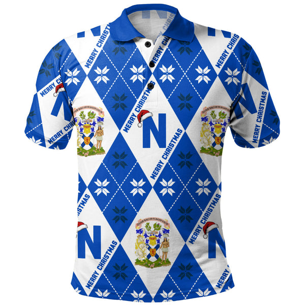 Nova Scotia Polo Shirt Christmas Argyle Pattern With Royal Crest