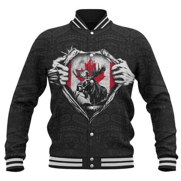 Canada Baseball Jacket Haida Maple Flag Moose Legacy