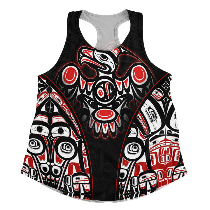 Canada Women Tank Thunderbird Totem Legacy Black And Red Power