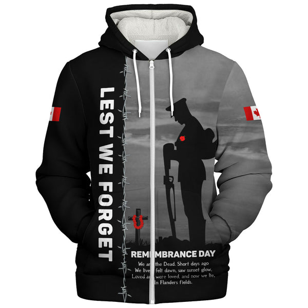 Canada Sherpa Hoodie Remembrance Day We Shall Not Forget We Will Remember Them